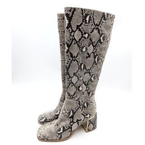 BCBGeneration Seena Knee High Boot Square Toe Women's Snakeskin Size US7M EU37.5